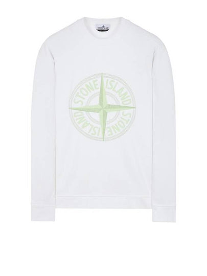 Garment Dyed Stitches Four Print Crewneck Sweatshirt White - STONE ISLAND - BALAAN 2