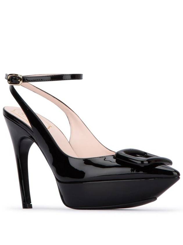 Choc Lacquered Buckle Patent Leather Slingback Black - ROGER VIVIER - BALAAN 3