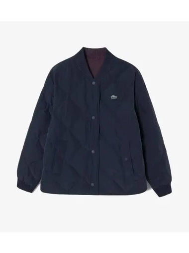 Women s Reversible Quilted Down Navy Dark Brown - LACOSTE - BALAAN 1