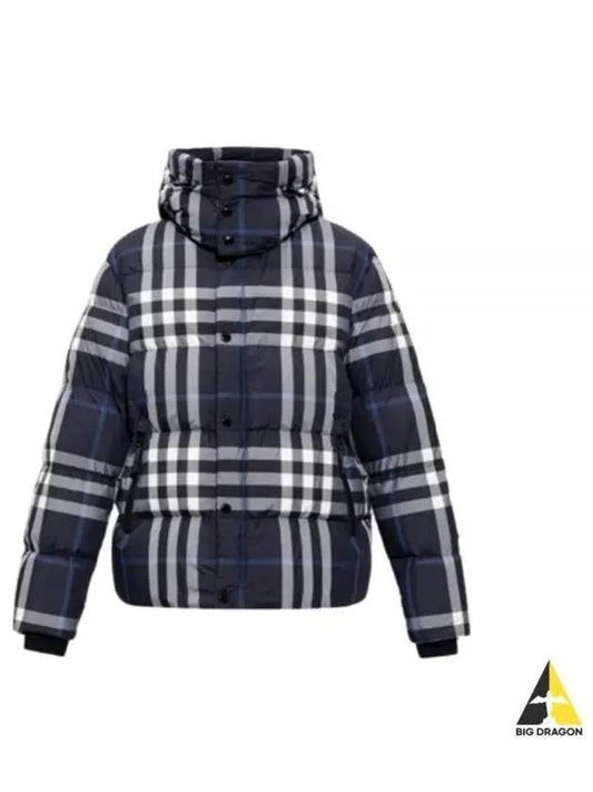 Larrick Check Hooded Padding Navy - BURBERRY - BALAAN 2