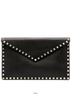 Envelope Rockstud Clutch Bag Black - VALENTINO - BALAAN.