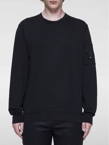 Light Fleece Crew Neck Sweatshirt Black - CP COMPANY - BALAAN 1