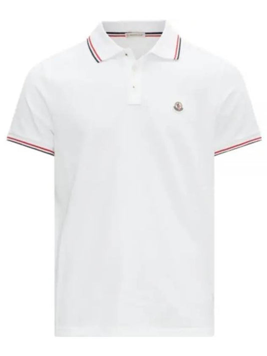 Logo Patch Short Sleeve Polo Optical White - MONCLER - BALAAN 2