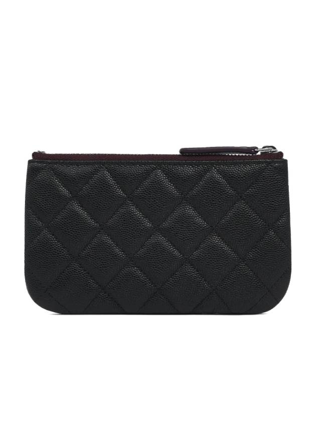 Pouch Caviar Skin Silver CC Logo Black Mini - CHANEL - BALAAN 8