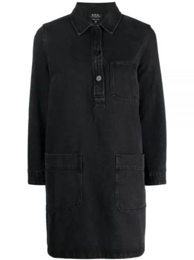 WoMen's Arelia Denim Short Dress Black - A.P.C. - BALAAN 1