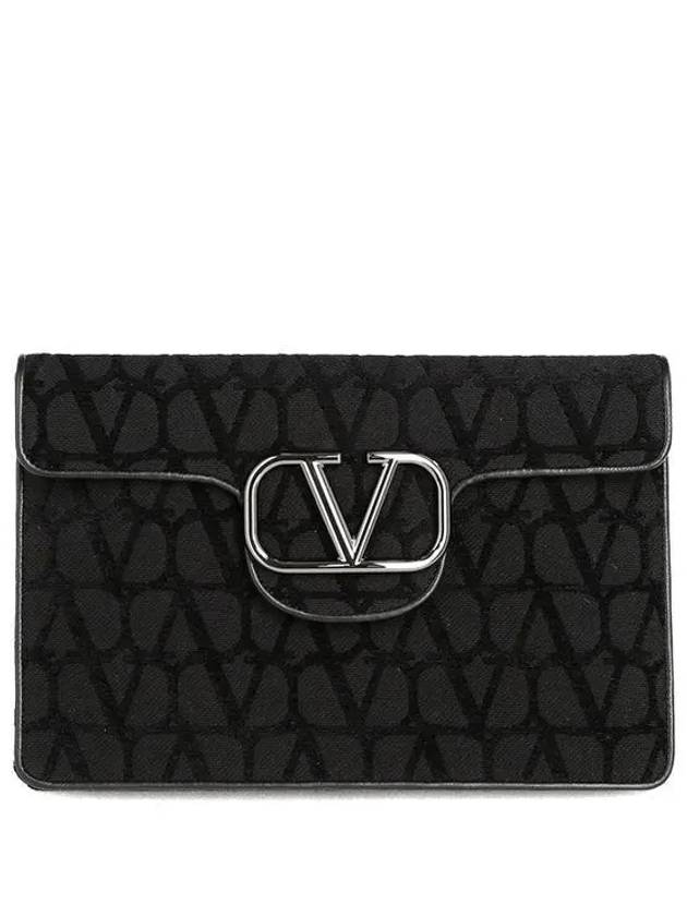 Toile Iconographe V Logo Clutch Bag Black - VALENTINO - BALAAN 2