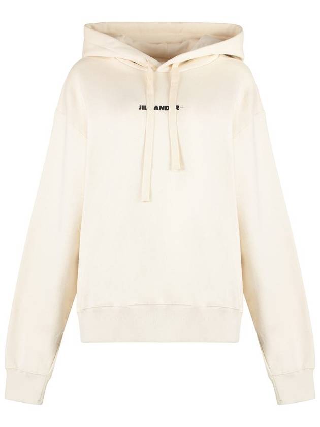 Logo Print Cotton Hoodie Cream - JIL SANDER - BALAAN 2