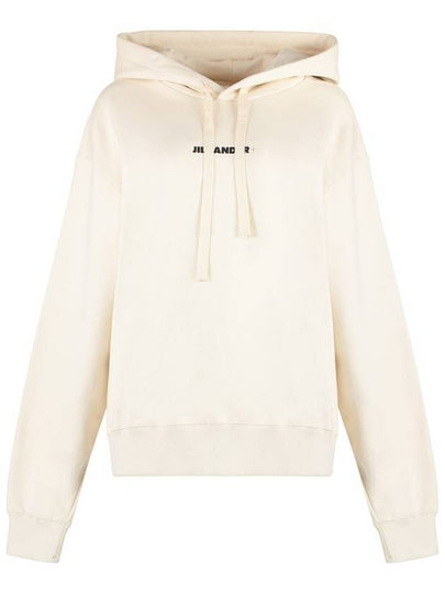 Logo Print Cotton Hoodie Cream - JIL SANDER - BALAAN 2