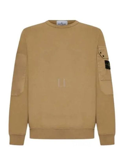 Brushed Organic Cotton Fleece Sweatshirt Beige - STONE ISLAND - BALAAN 2