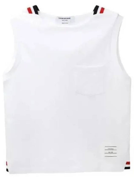 Women's Pick Rib Gusset Boat Neck Sleeveless White - THOM BROWNE - BALAAN 2