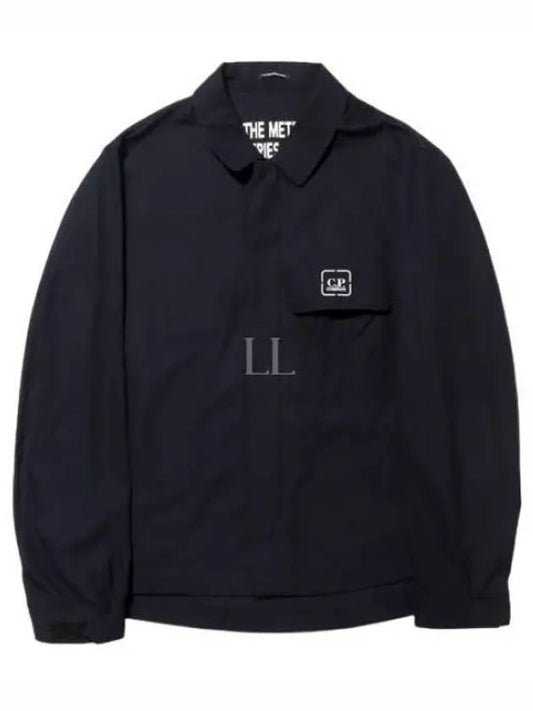 Metropolis Logo Patch Shirt Zip Up Jacket Navy - CP COMPANY - BALAAN 2