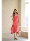 Caisienne slim fit sleeveless slit unbalanced knit dress_coral - CAHIERS - BALAAN 10