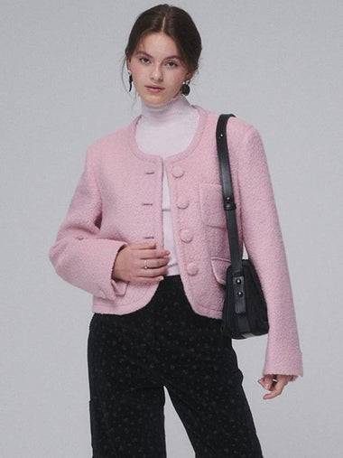 Boucle Wool Cropped Jacket Pink - OPENING SUNSHINE - BALAAN 1