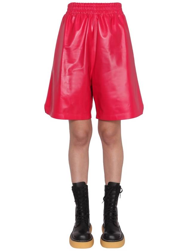 Women's Shiny Leather Bermuda Shorts Snapdragon - BOTTEGA VENETA - BALAAN 2