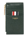 4 Bar Stripe Zipper Card Wallet Green - THOM BROWNE - BALAAN 2