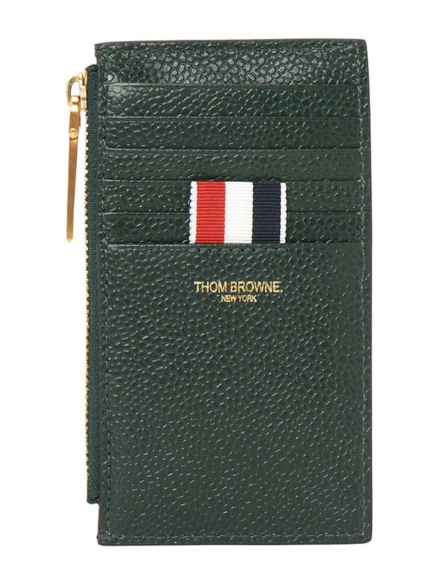 4 Bar Stripe Zipper Card Wallet Green - THOM BROWNE - BALAAN 2