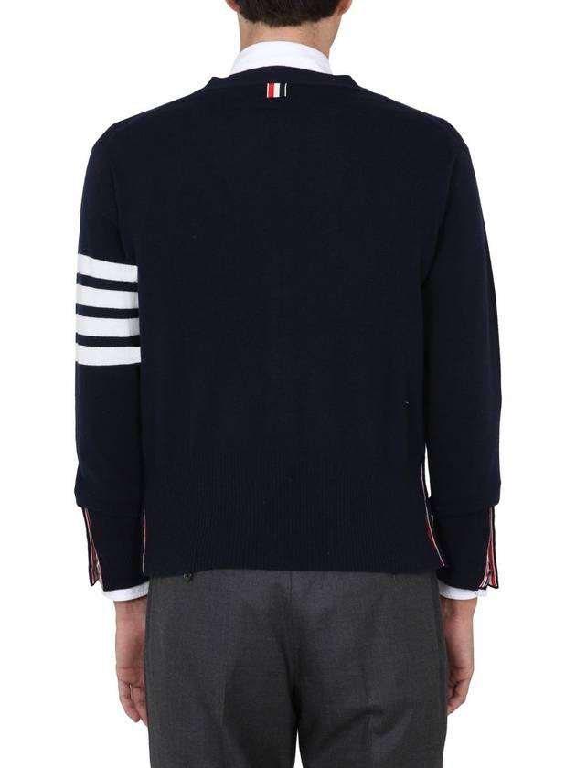 Men's Diagonal Classic Cashmere Cardigan Navy - THOM BROWNE - BALAAN 5