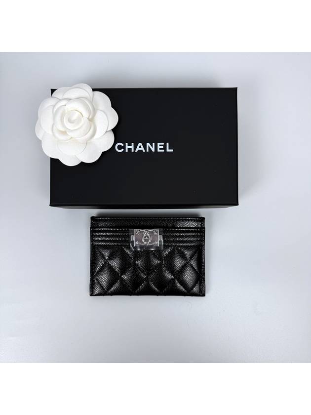 Boy Women Card Wallet Black Silver Caviar A84431 - CHANEL - BALAAN 3