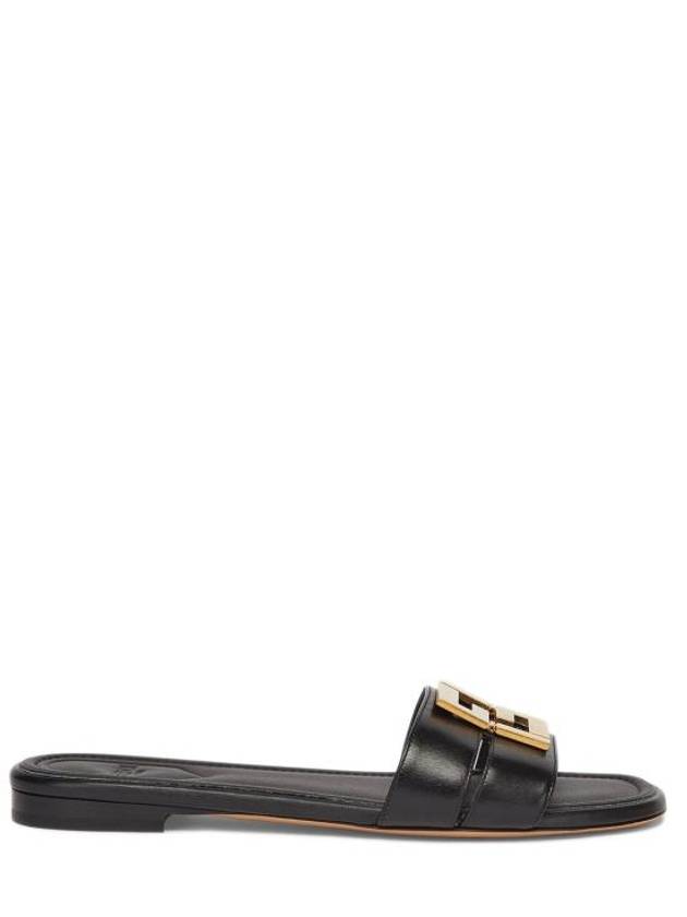 F Fold Leather Sandals Black - FENDI - BALAAN 2