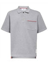 RWB Pocket Interlock Cotton Short Sleeve Polo Shirt Grey - THOM BROWNE - BALAAN 1