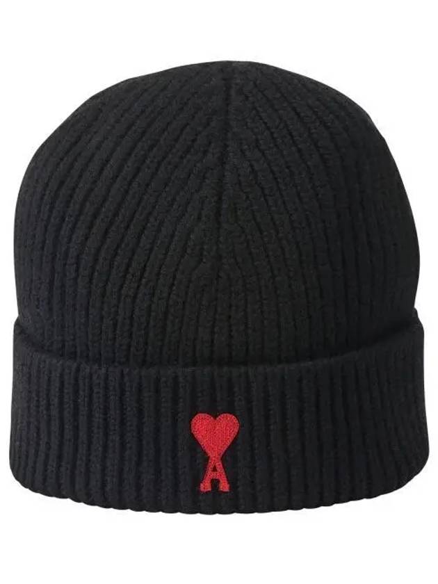 Heart Logo Wool Beanie Black - AMI - BALAAN 2