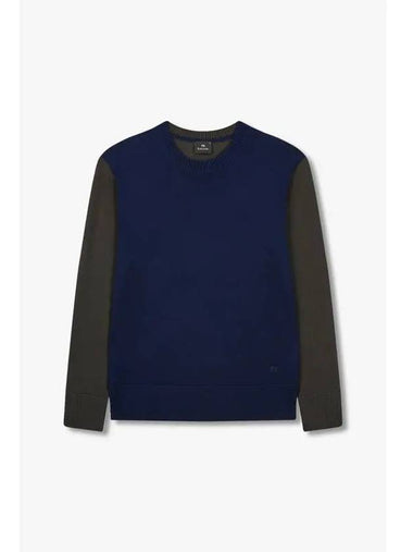 Sseudday Max PS Color Block Wool Crew Neck Knit Navy - PAUL SMITH - BALAAN 1