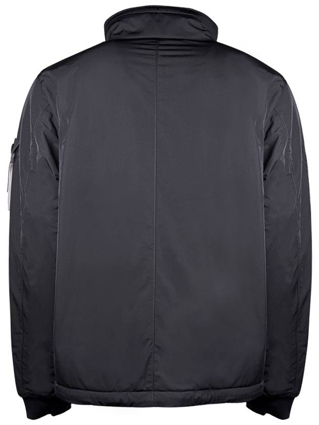 Logo Micro Twill Zip Up Jacket Black - STONE ISLAND - BALAAN 3