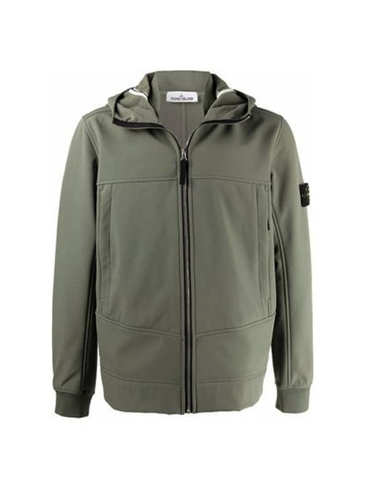 Soft Shell Brushed Lining Zip Up Hoodie Khaki - STONE ISLAND - BALAAN 1