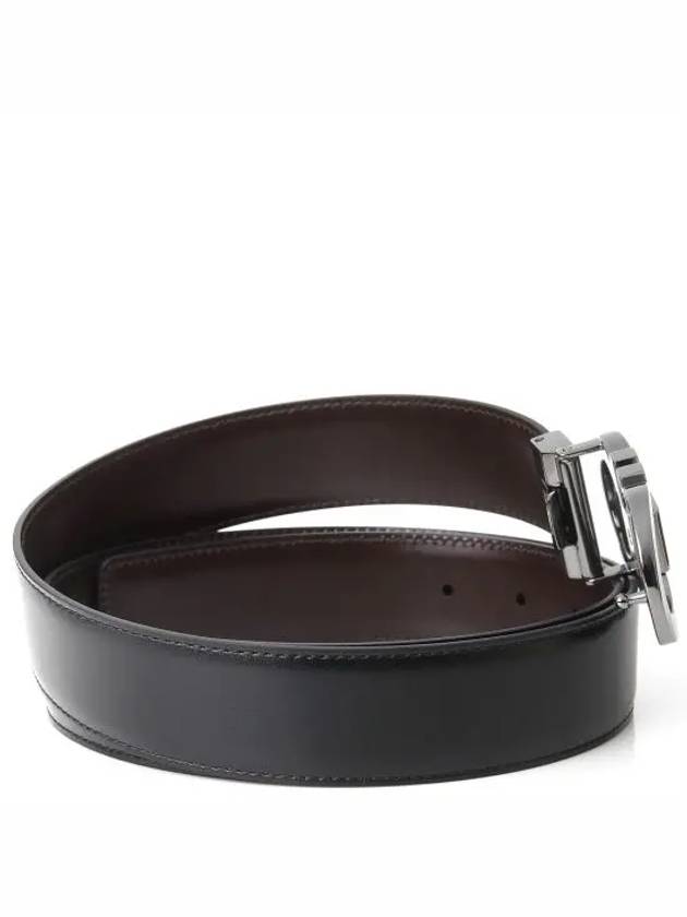 Double Gancini Reversible Leather Belt Black Auburn - SALVATORE FERRAGAMO - BALAAN 3