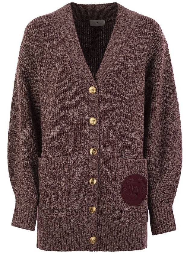 Wool-blend cardigan with logo patch - ELISABETTA FRANCHI - BALAAN 1