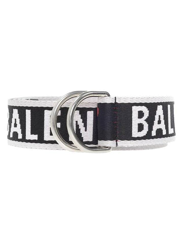 D Ring Embroidered Logo Fabric Belt Black - BALENCIAGA - BALAAN 1