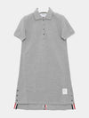 Classic Cotton Pique Center Back Stripe A-Line Short Sleeve Polo Shirt Short Dress Grey - THOM BROWNE - BALAAN 4