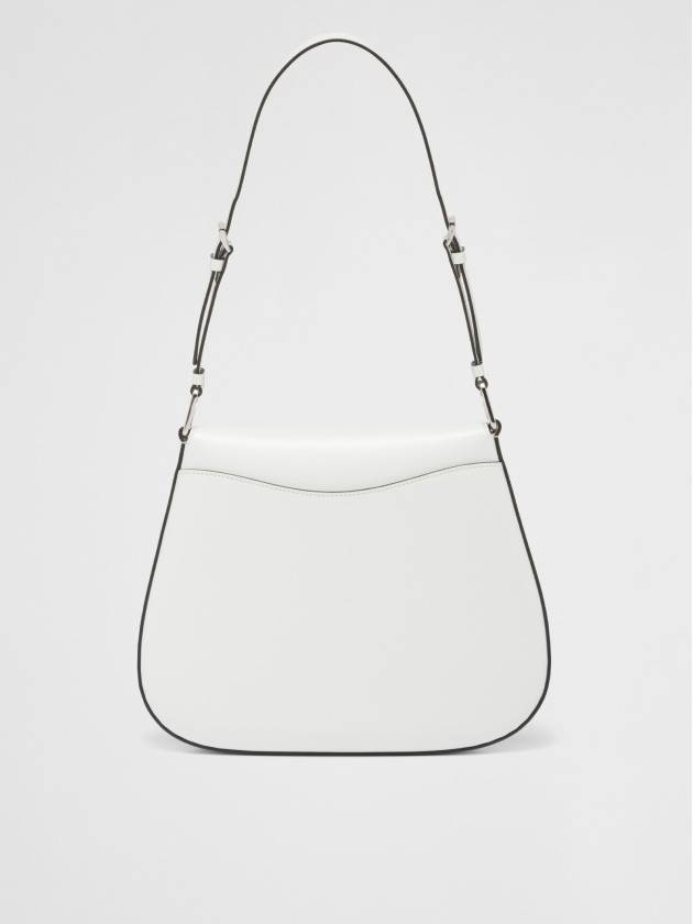 Cleo Brushed Leather Flap Shoulder Bag White - PRADA - BALAAN 5