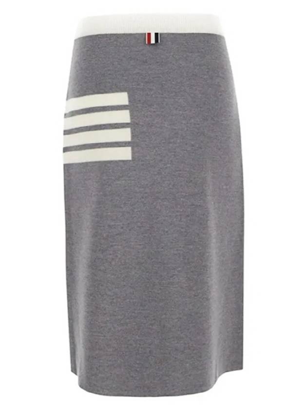 Double Face Merino 4 Bar A Line Skirt Light Grey - THOM BROWNE - BALAAN 3