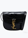 Kaia Shiny Crocodile-Embossed Leather Small Shoulder Bag Black - SAINT LAURENT - BALAAN 2