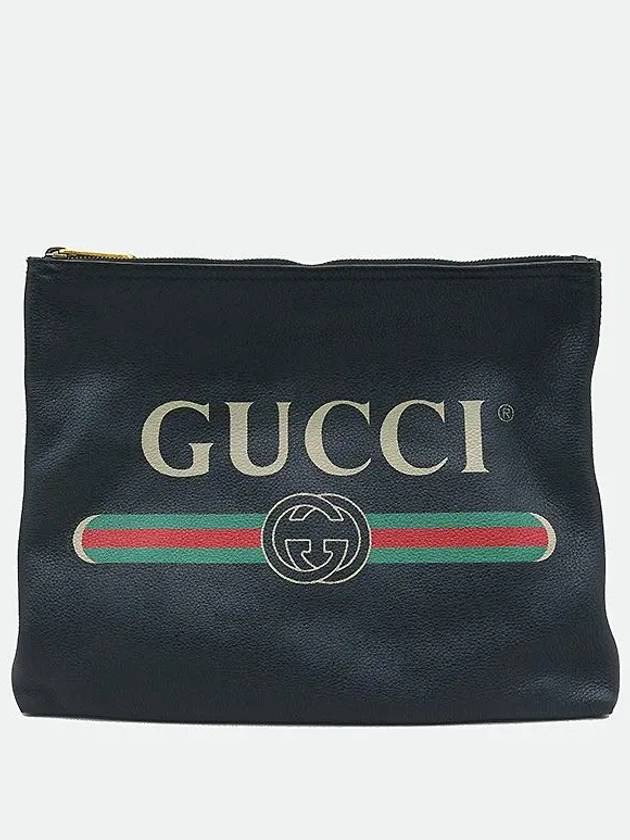 500981 Black logo printing medium portfolio clutch bag - GUCCI - BALAAN 2