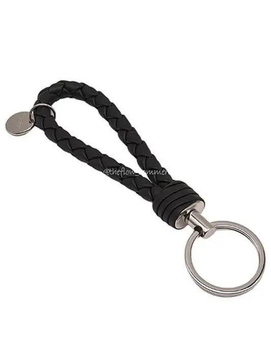 Intrecciato Leather Key Holder Black - BOTTEGA VENETA - BALAAN 2