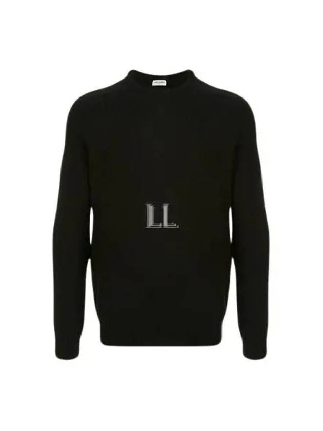 Men's Crewneck Cashmere Knit Top Black - SAINT LAURENT - BALAAN 2