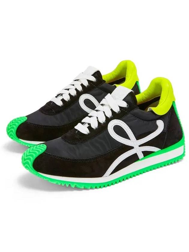 Flow Nylon Low Top Sneakers Black Green - LOEWE - BALAAN 4