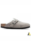 Men's Boston Shearling Suede Slippers Stone Coin - BIRKENSTOCK - BALAAN 2