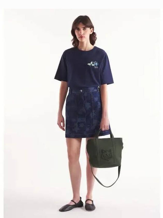 Women s Strawberry Leaf Comfort T Shirt Navy Domestic Product - MAISON KITSUNE - BALAAN 1