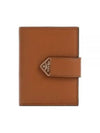 Triangle Logo Leather Half Wallet Cognac - PRADA - BALAAN 2