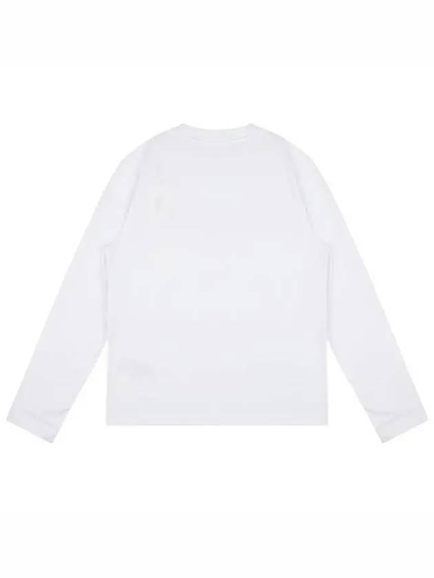 Chain Stitch Heart Logo Long Sleeve T-Shirt White - AMI - BALAAN 3