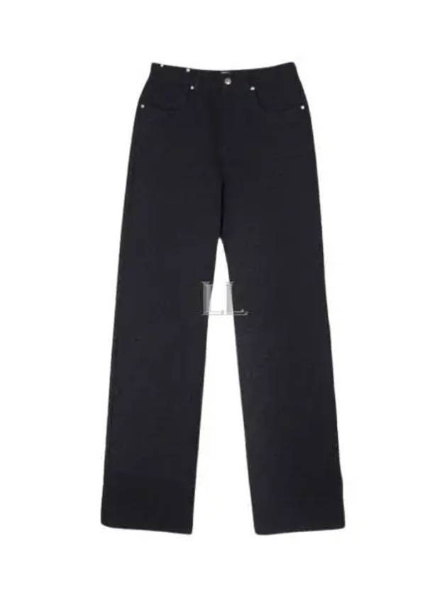 Jacquard Logo Monogram Cotton Straight Pants Dark Blue - FENDI - BALAAN 2