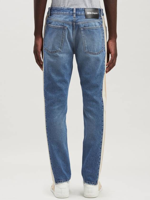 Men's Side Stripe Straight Jeans Blue - PALM ANGELS - BALAAN 5