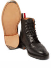 Pebbled Leather Wingtip Brogue Ankle Boots Black - THOM BROWNE - BALAAN 4