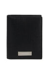 Custom Metal Plate Hammered Leather Card Wallet Black - SALVATORE FERRAGAMO - BALAAN 2