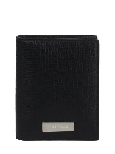 Custom Metal Plate Hammered Leather Card Wallet Black - SALVATORE FERRAGAMO - BALAAN 2