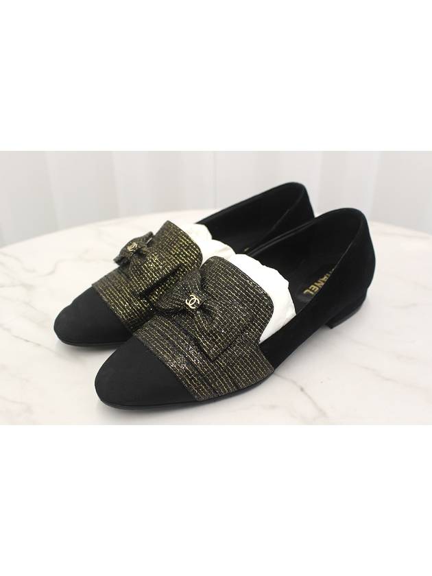 Ribbon gold black tweed loafers - CHANEL - BALAAN 3