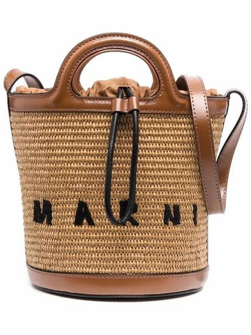 Tropicalia Small Bucket Bag Brown - MARNI - BALAAN 1